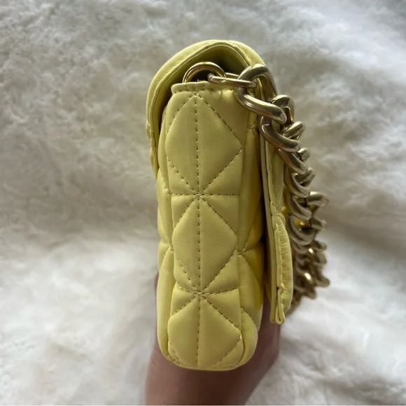 NWOT Yellow Vegan Leather Shoulder Bag - Picture 8 of 8